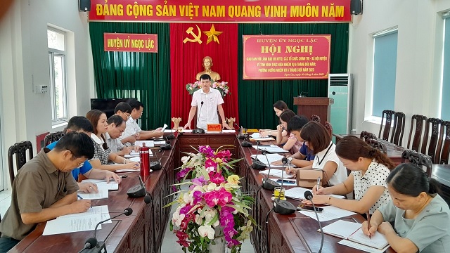 Thường trực Huyện ủy Ngọc Lặc tổ chức hội nghị giao ban 6 tháng đầu năm 2023 với Ủy ban Mặt trận Tổ quốc và các tổ chức chính trị - xã hội