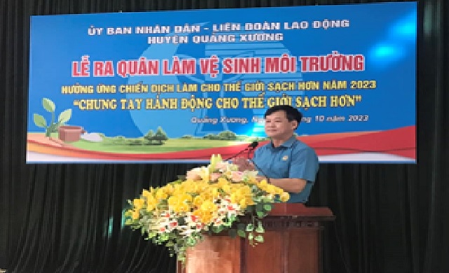 Huyện Quảng Xương ra quân làm vệ sinh môi trường hưởng ứng Chiến dịch làm cho thế giới sạch hơn năm 2023.