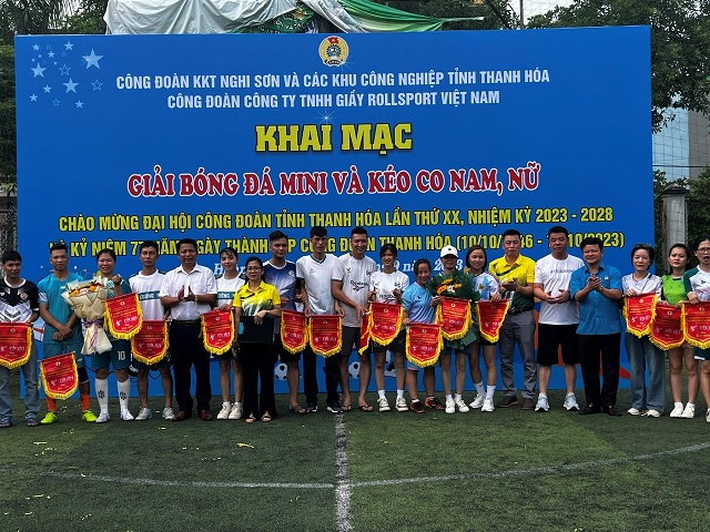 Công đoàn Công ty TNHH Giầy RollSport Việt Nam khai mạc giải Bóng đá và kéo co Nam – Nữ trong công nhân lao động (CNLĐ) chào mừng Đại hội Công đoàn tỉnh Thanh Hóa lần thứ XX, nhiệm kỳ 2023 – 2028.