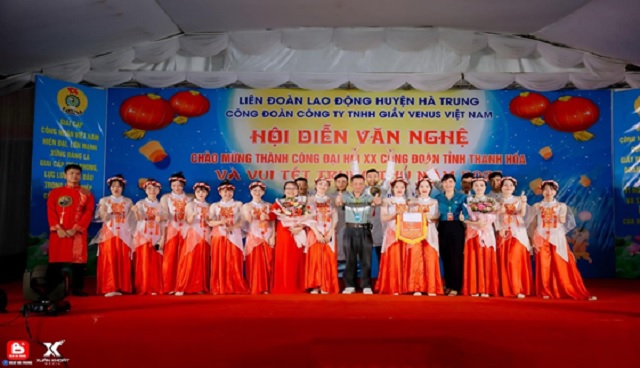 Cán bộ, đoàn viên công đoàn công ty TNHH giầy Venus Việt Nam “Hội diễn văn nghệ chào mừng thành công Đại hội XX Công đoàn tỉnh Thanh Hóa, nhiệm kỳ 2023-2028”.