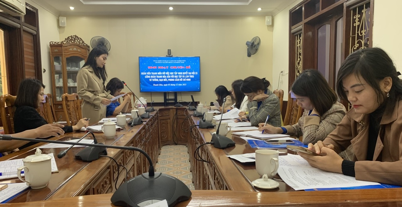 Đoàn viên Thanh niên tự học tập, nghiên cứu nhằm tham mưu xây dựng giải pháp nâng cao công tác chăm lo, hỗ trợ cho đoàn viên, người lao động; góp phần thực hiện nghị quyết Đại hội Công đoàn tỉnh Thanh Hóa lần thứ XX, nhiệm kỳ 2023-2028