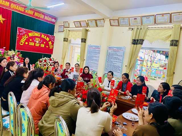 Công đoàn trường Mầm non Xuân Hoà (Như Xuân) tổ chức các hoạt động nhân dịp gặp mặt đầu xuân năm mới Giáp Thìn 2024.