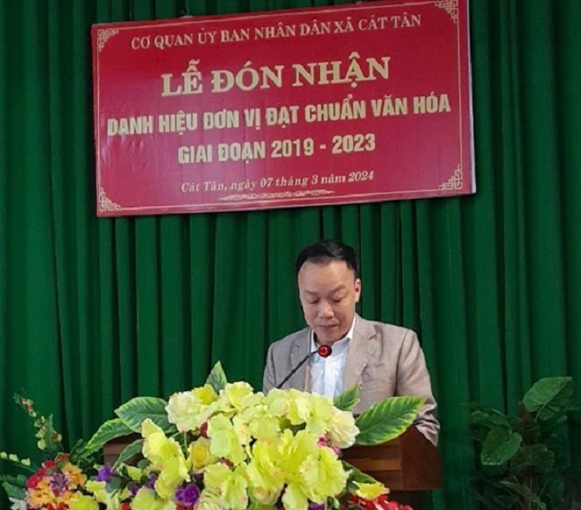 Cơ quan xã Cát Tân (Như Xuân) tổ chức Lễ đón nhận danh hiệu Đơn vị đạt chuẩn văn hóa giai đoạn 2019-2023