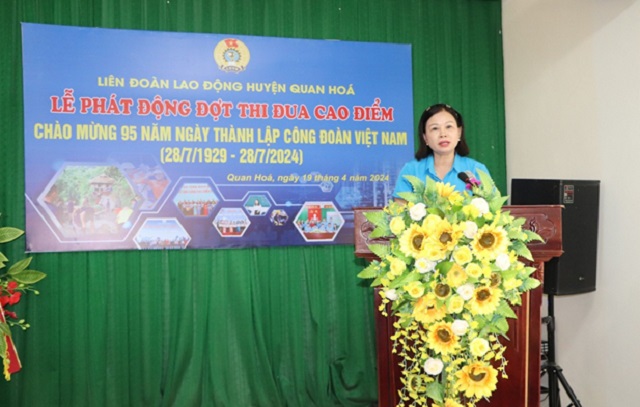 Liên đoàn Lao động huyện Quan Hóa tổ chức Hội nghị báo cáo viên tháng 4 năm 2024 và Lễ phát động đợt thi đua cao điểm chào mừng 95 năm Ngày thành lập Công đoàn Việt Nam  2.jpg