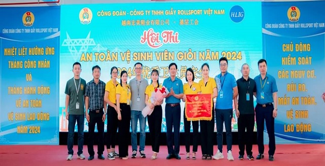 Sôi nổi hội thi An toàn vệ sinh viên giỏi năm 2024 tại Công ty TNHH Giầy Rollsport Việt Nam