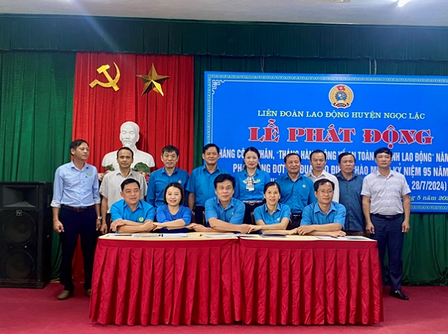 LĐLĐ huyện Ngọc Lặc tổ chức Lễ phát động Tháng Công nhân, Tháng hành động về an toàn vệ sinh lao động và phát động đợt thi đua cao điểm chào mừng 95 năm Ngày thành lập Công đoàn Việt Nam