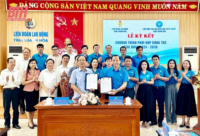 Ký kết chương trình phối hợp giữa Liên đoàn Lao động tỉnh với Liên hiệp các Hội Khoa học và Kỹ thuật tỉnh