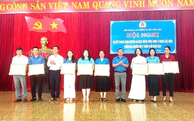 LĐLĐ huyện Vĩnh Lộc sơ kết phong trào CNVCLĐ và hoạt động công đoàn 6 tháng đầu năm 2024.