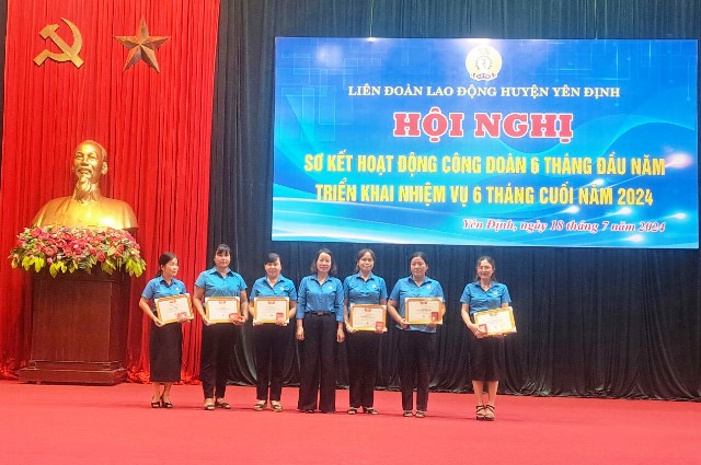 LĐLĐ huyện Yên Định tổ chức Hội nghị sơ kết hoạt động Công đoàn 6 tháng đầu năm, triển khai nhiệm vụ 6 tháng năm 2024