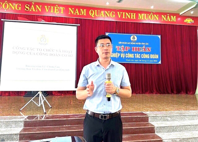 LĐLĐ huyện Vĩnh Lộc tập huấn nghiệp vụ công tác Công đoàn cho cán bộ Công đoàn cơ sở