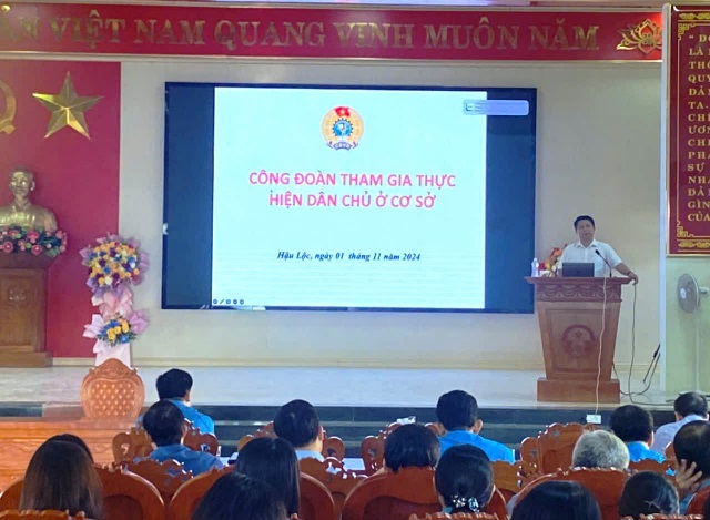 Liên đoàn Lao động huyện Hậu Lộc tổ chức Hội nghị tập huấn nghiệp vụ công tác Công đoàn năm 2024