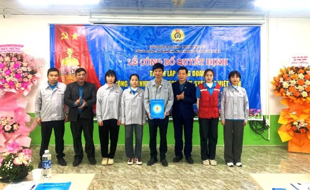 Liên đoàn Lao động huyện Triệu Sơn tổ chức Lễ công bố quyết định thành lập Công đoàn Công ty TNHH THN AUTOMOTIVESYSTEMS Việt Nam