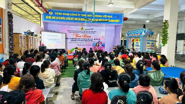 Công đoàn công ty TNHH giầy Annora Việt Nam tọa đàm kỷ niệm 115 năm ngày Quốc tế phụ nữ 8/3/2025 và sinh hoạt tổ bà bầu nuôi con nhỏ .